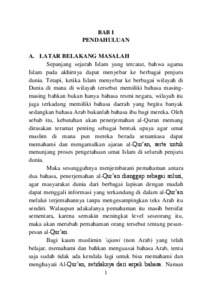 Problematika Penterjemahan Mushaf Al Qur An Studi Atas Penggunaan